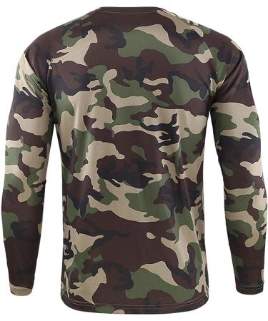 JSPOYOU Men's Camouflage Long Sleeve Athletic Shirt - Green | Slim Fit Vintage Camo T-Shirt for Fitness & Military Crewneck - Dry Cool Top - Buy Online on GoSupps.com