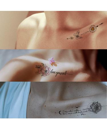 VIWIEU Realistic Temporary Tattoos: Flower Butterfly Daisy Bird & Inspirational Sayings Body Art - 15 Sheets, Waterproof & Perfect for Adult Women and Girls - Buy Online on GoSupps.com
