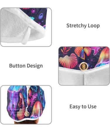 Purple Red Jellyfish Hair Towel 2 Pack - Super Absorbent Quick Dry Hair Turbans for Women & Girls | Perfect Hair Drying Solution - Buy Online on GoSupps.com