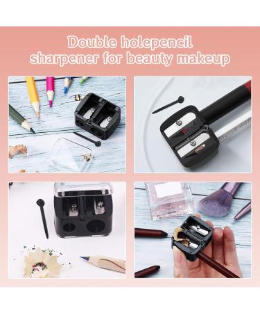3PCS Makeup Pencil Sharpener Set - Portable Eyeliner, Lip Liner, Eyebrow Pencil Sharpener with Protective Cover and Cleaning Tools - Black - Buy Online on GoSupps.com