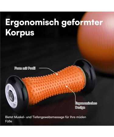 H&S Foot Massage Hedgehog Ball - Fascia Roller for Stress Relief & Relaxation - Silicone Foot Massage Scooter - Orange - Buy Online on GoSupps.com