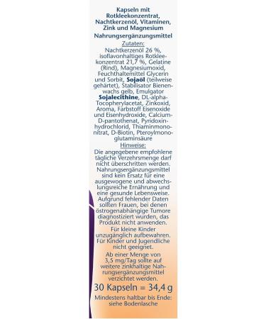 Double Heart Meno Rotklee & Nighting Cross Oil with Biotin - Women's Menopause Nutrients - 30 Vegetable Isoflavon Capsules - Buy Online on GoSupps.com