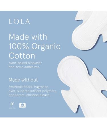 LOLA Organic Cotton Pads - 60 Count Ultra Thin Pads with Wings | HSA/FSA Approved Feminine Care | Heavy & Regular Flow | Pack of 1 - Buy Online on GoSupps.com