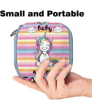 Cute Baby Unicorn Sanitary Napkin Storage Bag | Large Zippered Menstrual Cup & Period Pouch for Women & Girls - Multicolor 03 - Buy Online on GoSupps.com