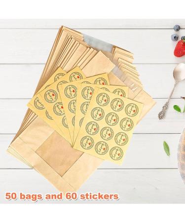 50Pcs Bread Bake Bag Clear Window Sealing Grease Proof Kraft Paper Bag For Food Snacks Cookie Coffee Kitchen Accessory Oil Proof Bag - Buy Online on GoSupps.com