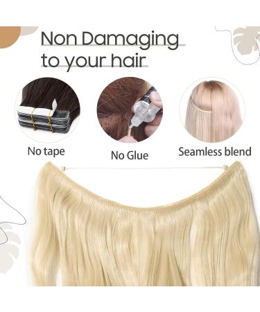 20 Inches Curly Wavy Hair Extensions Secret Headband No Clip Easy Invisible Crown Wire in Hair Extensions Hairpiece for Women Bleach blonde Bleach blonde 20 Inch - Buy Online on GoSupps.com