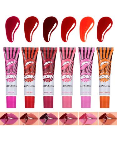 Euyehn Peel-off matte lip gloss - 6x Long-lasting stain Waterproof makeup lip gloss for women Waterproof peel-off lip gloss for meetings