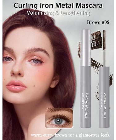 Washable Metal Rod 3D Mascara-1Pcs Waterproof Brown Tubing Mascara Volume and Length Long Lasting Smudge-proof Curling Eyelash Iron Brush Wand Mascara Christmas Makeup Gift for Women-02 Brown 1pcs Brown - Buy Online on GoSupps.com