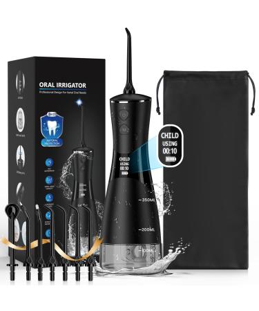 350ML Cordless Water Flosser Water Dental Flosser Picks for Teeth Cleaning and Flossing with 7 Jet Tips & 5 Pressure Modes 1800mAh Rechargeable Oral Irrigator for Home Travel Use (Black&Gray)