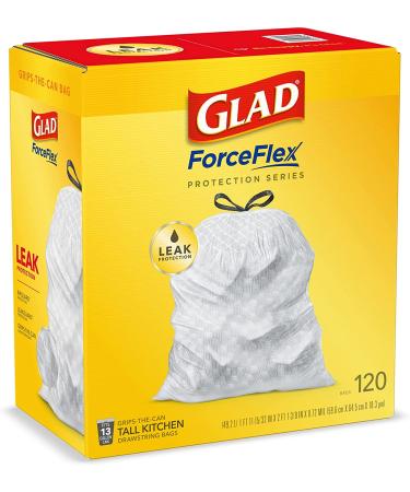 Glad ForceFlex Tall Kitchen Drawstring Trash Bags, 13 Gallon, Unscented - 120 Count - Buy Online on GoSupps.com