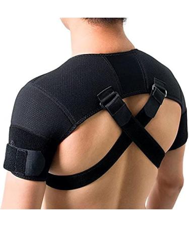 Double Shoulder Brace Sports Rotator Cuff Support Brace Belt Double Elastic Adjustable Bandage Cross Compression For Men And Women For Back Pain Relief L Exquisite - Buy Online on GoSupps.com