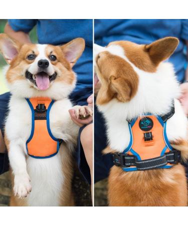 Phoepet 2019 Reflective Dog Harness for Large Breeds - Adjustable No Pull Vest with Handle 2 Metal Rings Size XL (Orange) - Buy Online on GoSupps.com