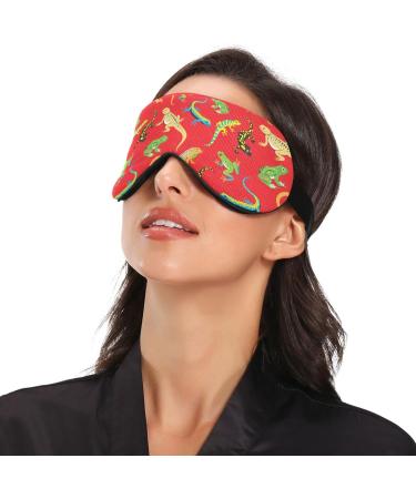 Cute Lizard Frog Sleep Mask | Light Blocking Eye Mask for Men & Women | Adjustable Colorful Animals Blindfold for Travel & Naps - Buy Online on GoSupps.com
