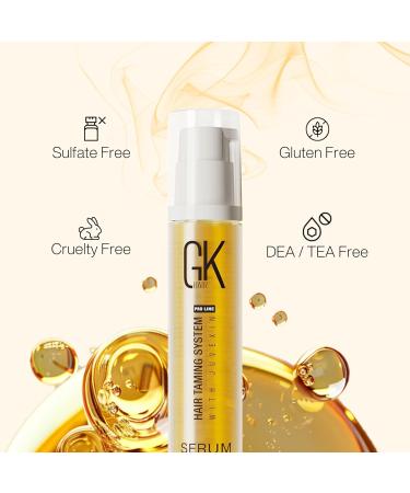 GK HAIR Global Keratin 100% Organic Argan Oil Anti Frizz Hair Serum (0.34 Fl Oz/10ml) Styling Gl ttung Kr ftigung Hydratisierung & Ern hrung Hitzeschutz Glanz Frizz Control Dry Damage Hair Repair - Buy Online on GoSupps.com