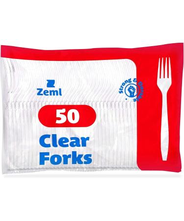 ZEML 50 Medium-Weight Disposable Plastic Forks - Clear | Pack of 50 Forks - Buy Online on GoSupps.com