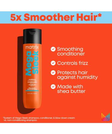 Matrix Mega Sleek Shampoo and Conditioner Set - Controls Frizz, Smooth & Shiny Hair - Shea Butter - Dry, Damaged Hair - 10.1 Fl Oz - Buy Online on GoSupps.com