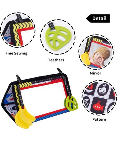 Jenilily Black and White Tummy Time Mirror Toy | High Contrast Infant Cloth Book | Soft Touch and Feel Teether | For Babies 4-12 Months | Perfect Baby Gift - Buy Online on GoSupps.com