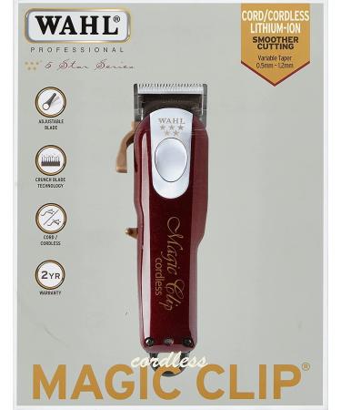 Wahl Professional 5-Star Magic Clip #8148 - Cord/Cordless Precision Fade Clipper for Barbers & Stylists - Includes Bonus Neck Duster - Burgundy - Buy Online on GoSupps.com