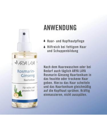 Arya Laya Haartonikum Rosmarin Ginseng Hair Serum | 100ml | Vegan Formula for Greasy Hair & Dandruff | Promotes Natural Hair Growth & Healthy Scalp - Buy Online on GoSupps.com