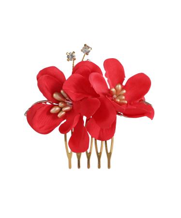 8 Pack Hawaiian Luau Hibiscus Flower Gold Hair Combs for Women Perfect for Parties and Weddings! - Buy Online on GoSupps.com