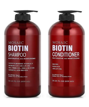 Biotin Shampoo and Conditioner Set for Hair Growth, For Thinning Hair and Hair Loss Treatments for Women & Men, Hair Thickening Products for Women & Men, Paraben & Sulfate Free Shampoo 20.2 FL Oz Each