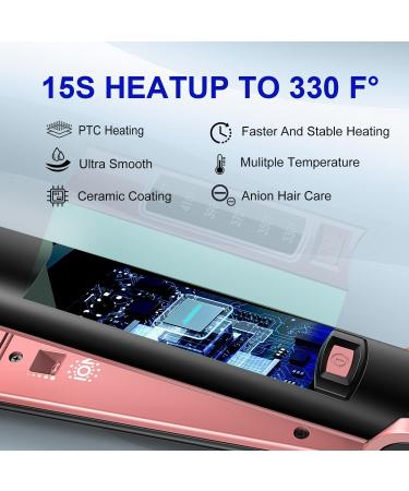 Fortissimo 2 in 1 Flat Iron Hair Straightener & Curler - Professional Ceramic Dual Voltage Auto Shut Off 330 F-430 F for All Hairstyles - Buy Online on GoSupps.com