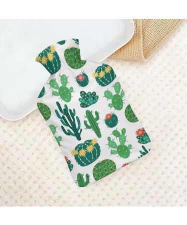 Green Cactus Hot Water Bottle with Plush Cover Bed Warmer for Adults & Kids | 26.5x15.3cm - International Shipping Available - Buy Online on GoSupps.com