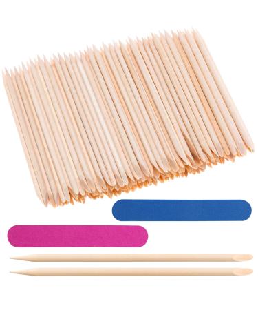 200PCS Orange Wooden Sticks Cuticle Pusher Sticks for Nails Double Sided Multifunctional Sticks with Nail Clean and Cuticle Remove Manicure Care Tools 4.3 Inches
