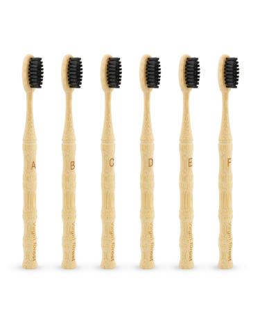 Virgin Forest Bamboo Toothbrush Vegan Natural ECO Friendly Wood Toothbrushes Biodegradable Organic Charcoal Tooth Brush Pack of 6
