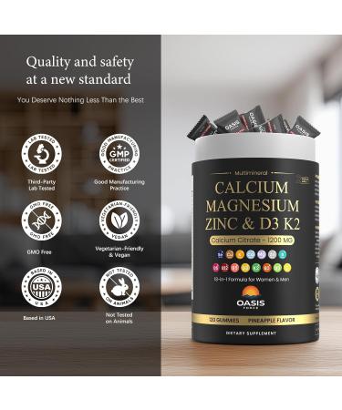 Calcium 1200 mg with Vitamin D3 Gummies Calcium Citrate Supplements for Women & Men with Magnesium Zinc Vitamin D3 & K2 Potassium Chews for Bone Strength & Muscle Support Sugar Free Vegan - Buy Online on GoSupps.com