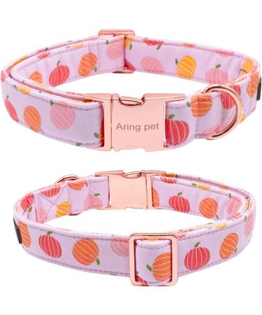 Adjustable Dog Collar with Removable Flower | Halloween Pink Pumpkin Hedgehog Design - XS Size - Buy Online on GoSupps.com