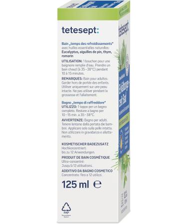 Merz Consumer Care tetesept Cold time bath health bath for the cold season with 5 essential oils beneficial bath additive for relaxation of body and mind 1 x 125 ml 125 ml 1er Pack cold time bath - Buy Online on GoSupps.com