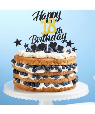 Alegre 18th Birthday Cake Topper Set - 9 Piece Black Gold Decorations for Boys & Girls - Perfect for 18 Years Celebration - Buy Online on GoSupps.com