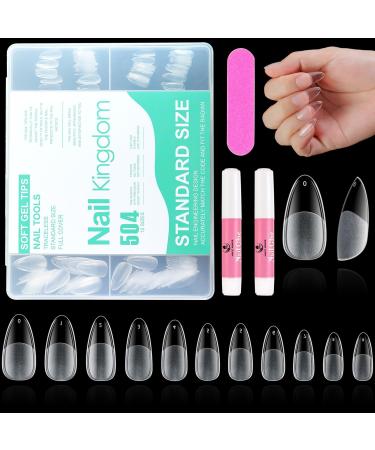 MAGIC ARMOR Almond Nail Tips 504pcs Almond Press on Nails Half Matte Pre-shape Almond Nails Tips for Full Cover Acrylic Almond Nails French False Nails For Nail Extension 10 Sizes False Nails Tips Short Almond Nail tip 504PCS