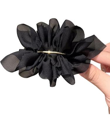 scicent Hair Clips Solid Black Color Flower Hairpin French Barrette with Soft Chiffon Fabric for Women Girls Hair Barrettes Accessories Black 5107 - Buy Online on GoSupps.com