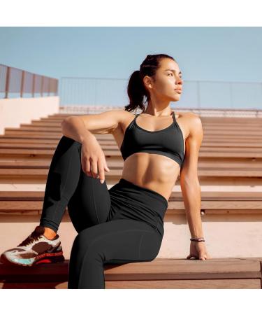 Occffy High Waist Sport Leggings for Women - Opaque Gym Yoga Pants with Pockets - XS Matt Black - Comfortable Fitness Wear - Buy Online on GoSupps.com