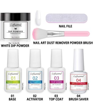 Lofuanna White Dip Powder Nail Kit Starter with Base, Top Coat & Activator - Easy DIY French Nail Art Manicure for Home/Salon Use - Buy Online on GoSupps.com