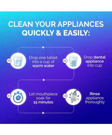 Retainer Cleaner & Denture Cleanser - 180 Effervescent Tablets - 6 Month Supply - Removes Stains Discoloration Odors & Plaque - Clear Aligners Mouth & Night Guard All Dental/Oral Appliances 180 Count - Buy Online on GoSupps.com
