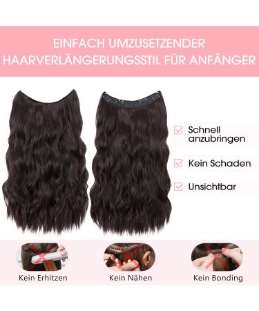 Silk-Co 50cm Dark Brown Hair Extensions with Rubber Band | Adjustable Synthetic Hair Part & Clips | Long Corrugated Style for Women - Buy Online on GoSupps.com