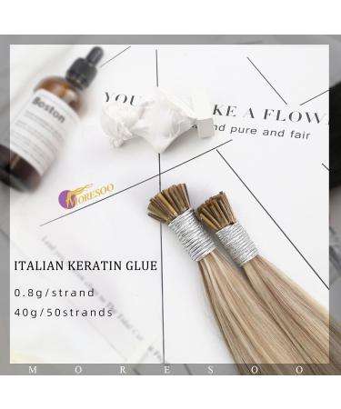 Moresoo Real Hair Extensions - 45cm Light Brown Keratin I-Tip Extensions | #9A/60 Silky 50s/40g 18 Inch - Buy Online on GoSupps.com