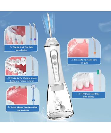 Water Dental Flosser for Teeth Cleaning - 300ml Portable & Rechargeable 5 Modes - Cordless Electric Oral Irrigator for Home & Travel - White - Buy Online on GoSupps.com