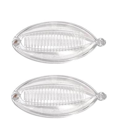 2 pieces Fish Hair Clips Clear Slides Plastic Fishtail Ponytail Banana Hair Clips Non-slip Hair Comb for Womens Girls Accessories (Clear)