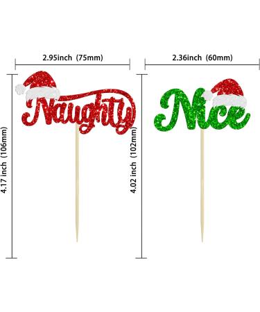 24Pcs Naughty or Nice Cupcake Toppers Glitter Santa Hat Merry Christmas Cupcake Picks Naughty Or Nice Cake Decorations for Merry Christmas Santa Happy New Year Holiday Birthday Party Supplies Green Red-24pcs - Buy Online on GoSupps.com