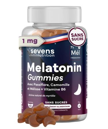 Gummies Sommeil M latonine 1mg - Compl ment Alimentaire - Endormissement Rapide - 60 M latonine Gummies - V gan et Sans Sucres - Avec Passiflore Camomille M lisse et Vitamine B6 - Saveur Myrtille