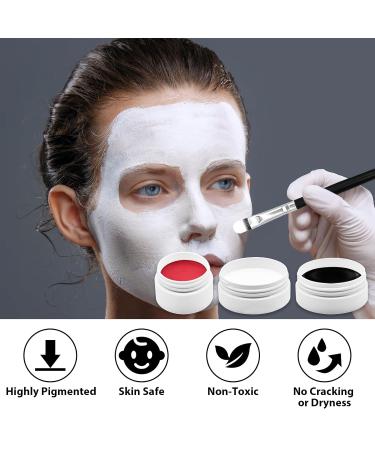 Professional 3-Piece Face & Body Paint Set - Red Black White | Corpse Cosplay SFX Makeup for Halloween Skeletons Clowns Vampires & Zombies - Buy Online on GoSupps.com