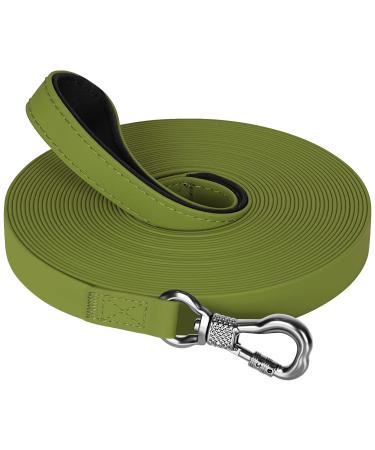 X Xben waterproof tow lines for dogs 30m rubberized tow lines with lockable carabine dog leash for medium -sized dogs robust training lines with hand loop green 30m green