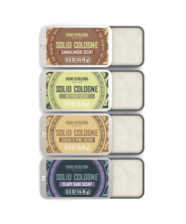 Viking Revolution 4 Pack Mens Solid Colognes Men 0.5 Oz - Basin Solid Perfume with Cedar Wood, Clary Sage, Vetiver, Sandalwood Cologne for Men - Balm Cologne for Mens Cologne Balm Travel Cologne Wax - Buy Online on GoSupps.com
