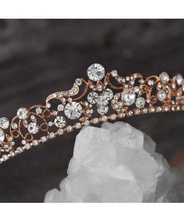SWEETV Rose Gold Wedding Tiara Crown with Rhinestones for Women and Girls - Buy Online on GoSupps.com