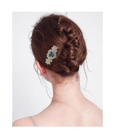 Buy 4-Piece Peacock Flower Hair Clips Set - Crystal Rhinestone Snap Hair Accessories for Women & Girls | Perfect for Weddings - Buy Online on GoSupps.com
