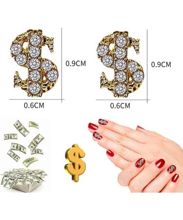 RUNRAYAY 40Pcs 3D Dollar Sign Nail Art Charms with Rhinestones Gold Nail Studs Diamonds for Nail Art Accessories Retro Nail Jewelry Decoration for DIY Crafts Nail Decor - Buy Online on GoSupps.com